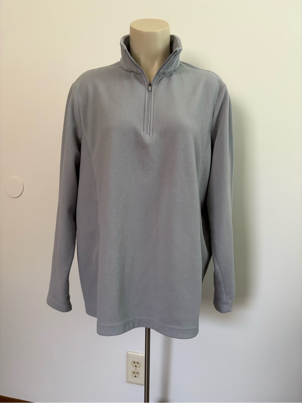 Lands' End Light Gray Women’s Quarter-Zip Fleece Pullover Size XL